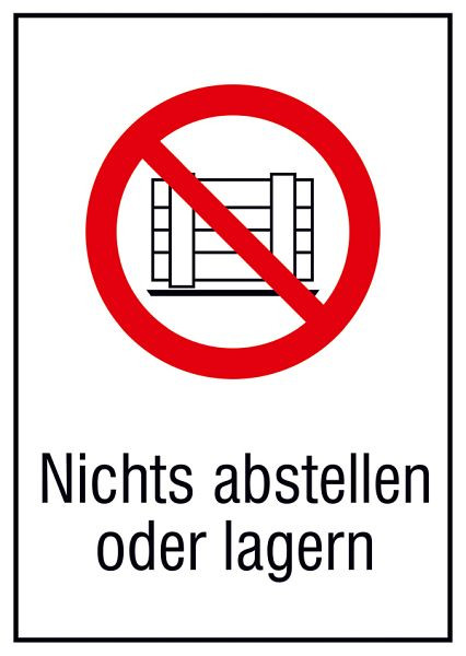 SafetyMarking Verbots-Kombischild, Nichts abstellen oder lagern, BxH 10,5x14,8 cm, Folie, selbstklebend, 21.1121