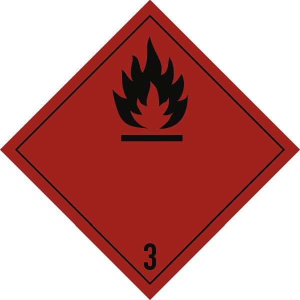 Moedel Gefahrzettel Klasse 3, Folie, 100x100 mm, VE: 1000 Stück/Rolle, 65996