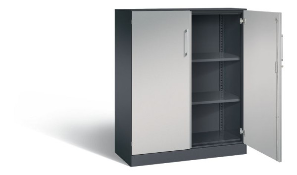 C+P Flügeltürenschrank Asisto, H1310xB1000xT435mm, Farbe: Schwarzgrau / Weißaluminium, Bügelgriff, 3 OH, 141032-000 S10138