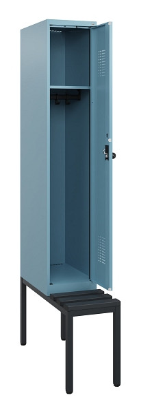 C+P Spind Evolo PLUS, 1 Abteil, 1950x300x815mm, 0010/0010, Drehriegel, Sitzfläche Kunststoff, Sitzbank, 0490505-10 S10075