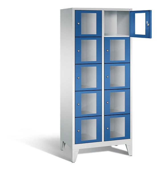 C+P Schließfachschrank Classic, H1850xB810xT500mm, Farbe: Lichtgrau / Enzianblau, 8010A225 S10002