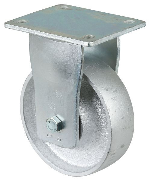 BS Rollen Schwerlastrolle, Bockrolle, Rad-Breite 45 mm, Rad-Ø 150 mm, Tragfähigkeit 600 kg, Lauffläche Guss, Radkörper Guss, Kugellager, RR110.C81.150