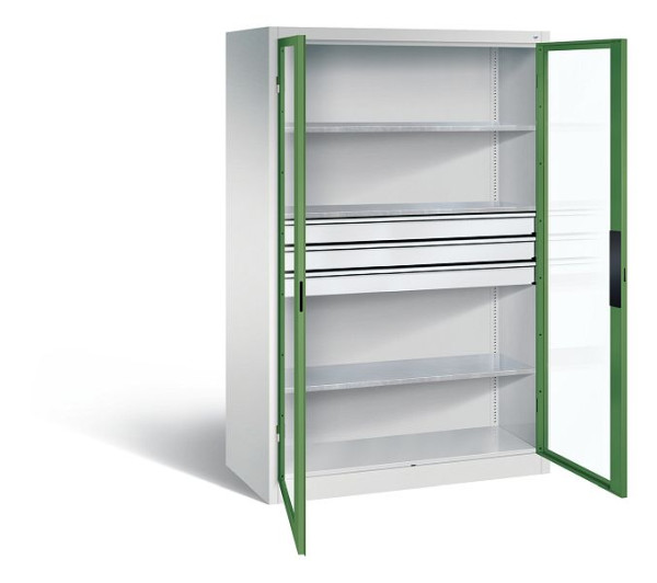 C+P Werkzeugschrank Acurado, H1950xB1200xT600mm, Farbe: Lichtgrau / Resedagrün, Muldengriff, 8932-5530 S10057