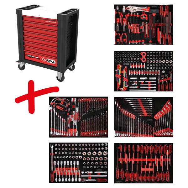 KS Tools PERFORMANCEplus Werkstattwagen-Satz P10, mit 399 Werkzeugen und 6 Schubladen, 810.6399