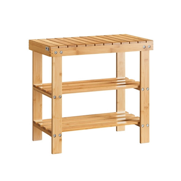 SoBuy Sitzbank mit Schuhablage Holzfarbe 50x29x45 cm, Funktional, FSR02-K-N