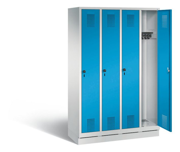 C+P Garderobenschrank Evolo, H1800xB1190xT500mm, Farbe: Lichtgrau / Lichtblau, 48020-40 S10034
