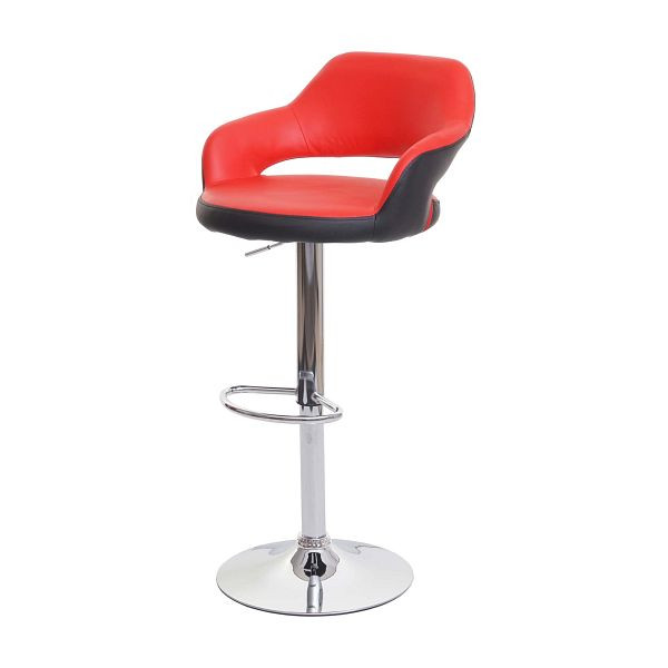 Mendler Barhocker HWC-F16, Barstuhl Tresenhocker Drehhocker, mit Lehne Kunstleder, rot-schwarz, 75739