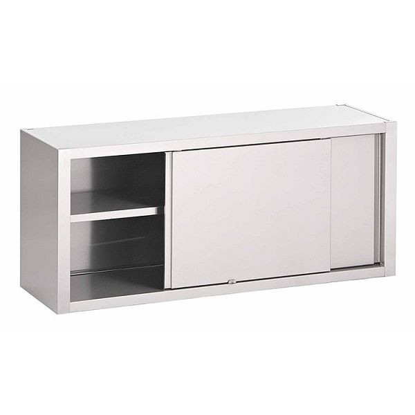 Gastro-Inox Edelstahl AISI 430 Wandschrank mit doppelwandigen Schiebetüren 1500x400x600mm, mit verstellbarem Regal, 303.104