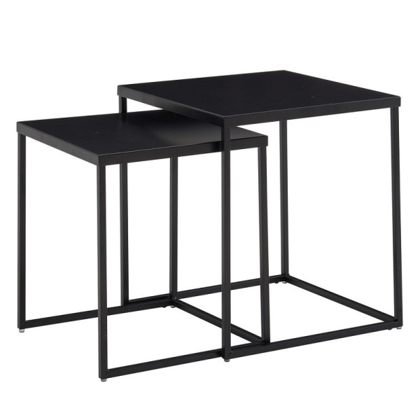 Wohnling Wohnzimmertisch 2er Set Metall Beistelltisch Eckig Schwarz, Design Beistelltisch Industrial, Sofatisch Couchtisch Quadratisch, WL6.602