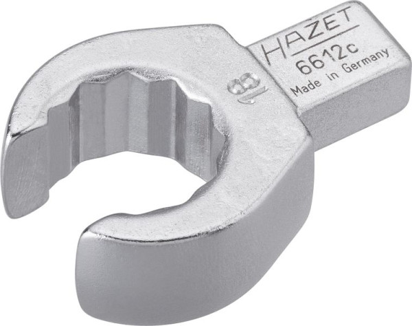Hazet Einsteck-Ringschlüssel, offen, Einsteck-Vierkant 9 x 12 mm, Außen-Doppel-Sechskant Profil, 18 mm, 6612C-18