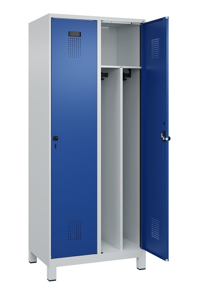 C+P Spind Evolo PLUS, mit Füßen, 2 Abteile, 1950x800x500mm, 7035/5010, Verschluss Drehriegel, 049010-22F S10006