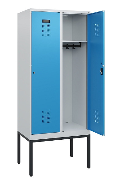 C+P Spind Evolo PLUS, Gestell, 2 Abteile, 1950x800x500mm, 7035/5012, Zylinderschloss, 0490305-22 S10031