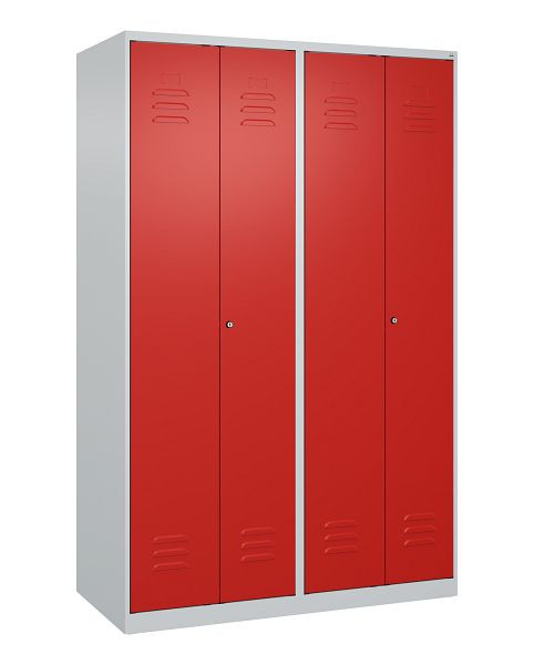 C+P Umkleidespind Classic PLUS SW, 4 Abteile, 1850x1200x500mm, 7035/3020, Zylinderschlösser, 080002-40 S10012