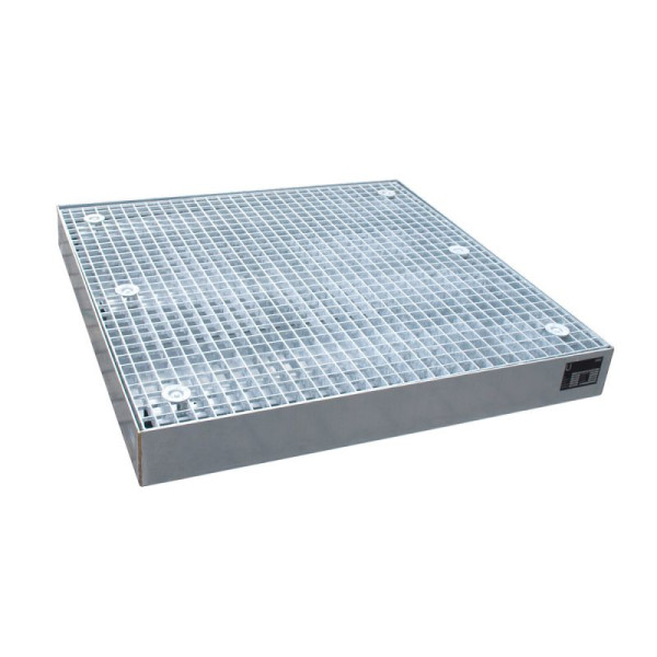 STEIN HGS Bodenschutzwanne BSW, verzinkt, befahrbar, 80 Liter, Gesamthöhe 123 mm, 4 x 60 Liter Fass, 79198.0003