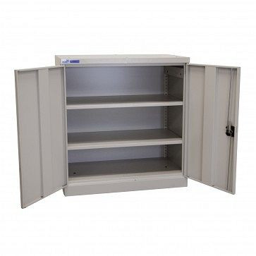 ADB Universalschrank mit zwei Fachböden, Maße HxBxT: 1000x950x500 mm, Farbe Komplett: grau, RAL 7035, 40846