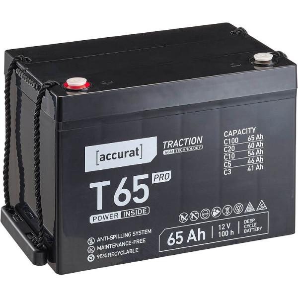 Accurat Traction Pro T65 AGM Batterie 12V 65Ah, VBB-AGM-P-T65
