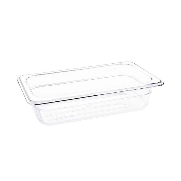 Vogue Polycarbonat GN-Behälter GN1/4 65mm, perfekt für den Einbau in Kühlschränken, U236