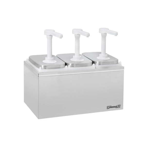 Casselin Dreifach-Pumpspender 3 x 2L, Gehäuse und Deckel aus Edelstahl, CPSN32L