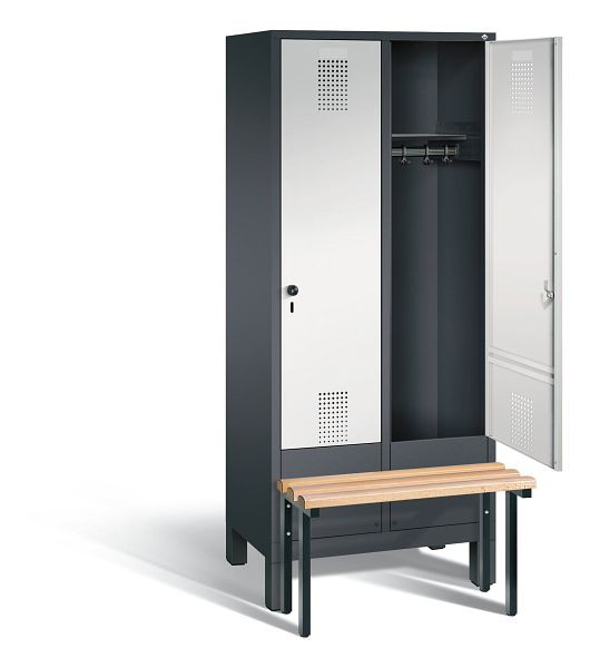C+P Garderobenschrank Evolo, H1850xB810xT815mm, Farbe: Schwarzgrau / Lichtgrau, 48030-22 S10028