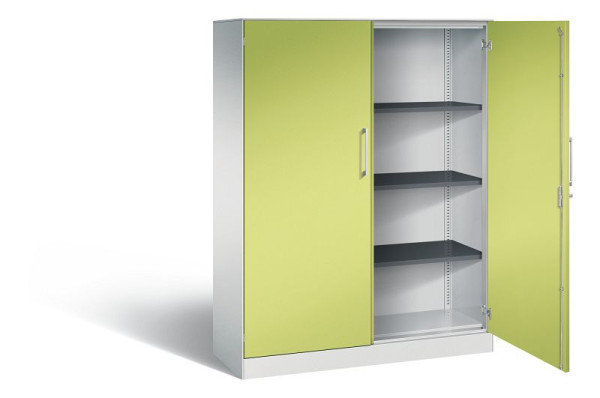 C+P Flügeltürenschrank Asisto, H1635xB1200xT435mm, Farbe: Lichtgrau / Viridingrün, Bügelgriff, 4 OH, 141011-000 S10063
