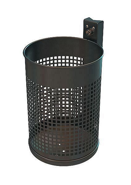 Renner Abfallbehälter ca. 20 L, Ø 370 mm, gelocht, zur Wand- und Pfostenbefestigung, feuerverzinkt und pulverbeschichtet, 7013-00PB DB703