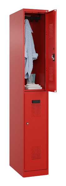 C+P Doppelstöckiger Spind Evolo PLUS, 2 Fächer, 1850x300x500mm, 3020/3020, Zylinderschloss, 049300-10 S10052