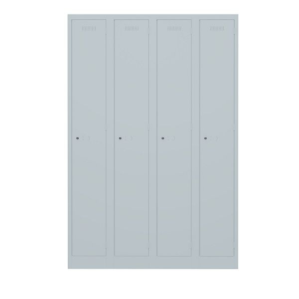Bisley Garderobenschrank Primary Locker, 4 Abteile, 145 lichtgrau antibakteriell, PL3050Q1145