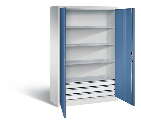 C+P Werkzeugschrank Acurado, H1950xB1200xT500mm, Farbe: Lichtgrau / Fernblau, Muldengriff, 8931-503 S10479