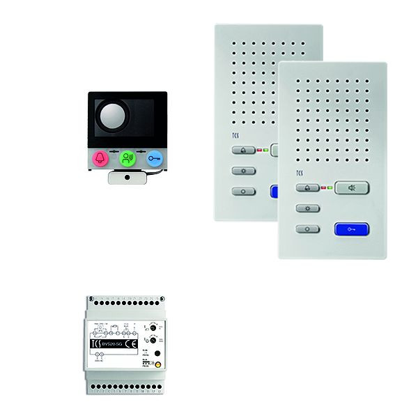 TCS Türkontrollsystem audio:pack Einbau für 2 Wohneinheiten, mit Einbaulautsprecher ASI12000, 2x Freisprecher ISW3130, Steuergerät BVS20, PAIF020/003
