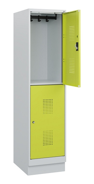 C+P Doppelstöckiger Spind Evolo PLUS, Sockel, 2 Fächer, 1630x400x500mm, 7035/002, Zylinderschloss, 0493205-12 S10042