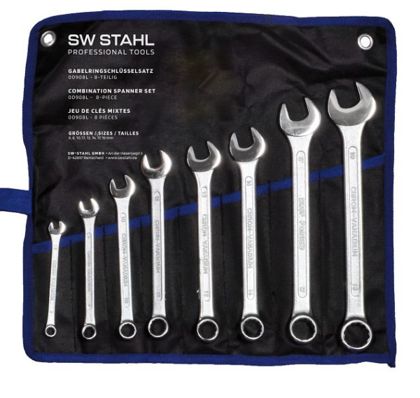 SW-Stahl Gabelringschlüsselsatz, 6-19 mm, 8-teilig, 00908L