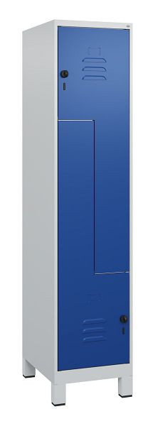 C+P Z-Spind Classic PLUS, Füße, 2 Abteile, 1800x400x500mm, 7035/5010, Drehriegel, 0800137-122 S10003