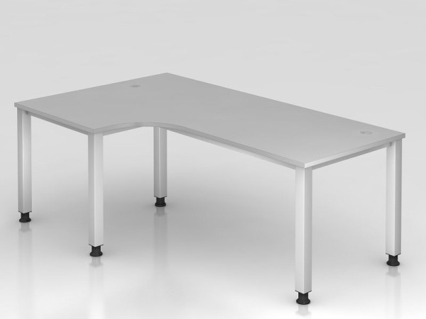 Hammerbacher Winkeltisch 4-Fuß eckig 200x120cm 90° Grau, Winkelform 90°, links oder rechts montierbar, VQS82/5/S