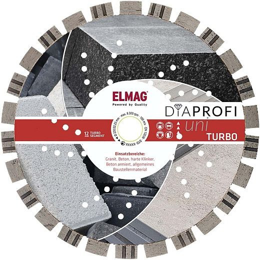 ELMAG DiaProfi-Diamantscheibe UNI-TURBO Ø350mm, Bohrung: 25,4mm (für Trocken- und Nassschnitt), 62262