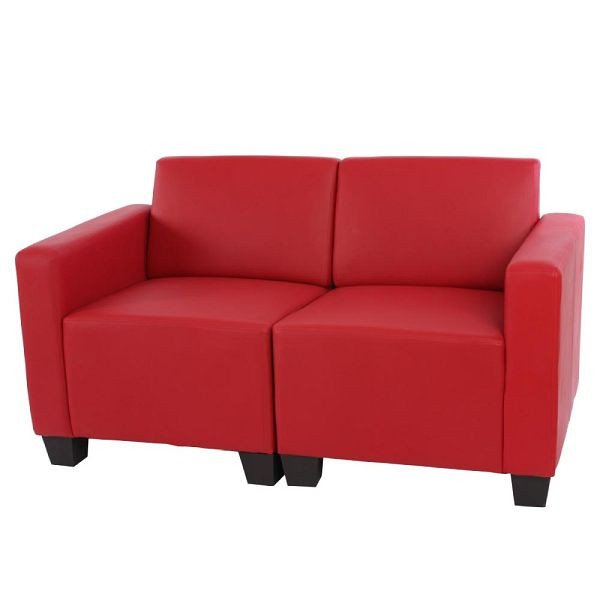 Mendler Modular 2-Sitzer Sofa Couch Lyon, Kunstleder, rot, 21695+21698