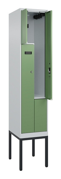 C+P Z-Spind Evolo PLUS, Gestell, 2 Fächer, 2120x400x500mm, 7035/6011, Zylinderschloss, 0490337-122 S10033