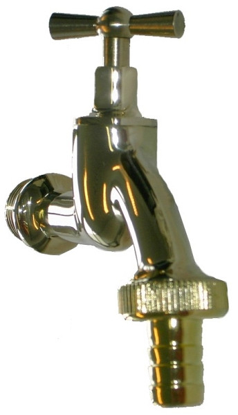 Benkiser Auslaufventil 1/2 Zoll mit Knebelgriff, Schlauchverschraubung 3/4 Zoll, Messing poliert, 7201270