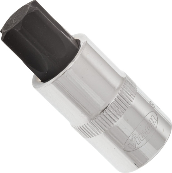 VIGOR TORX Schraubendreher-Einsatz, Vierkant hohl 12,5 mm (1/2 Zoll), Innen TORX Profil, T70, Länge: 55 mm, für Handbetätigung, VE: 5 Stück, V2160