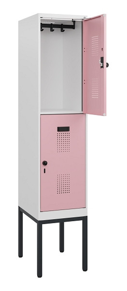 C+P Doppelstock-Spind Evolo PLUS, Gestell, 2 Fächer, 1950x400x500mm, 9016/3015, Drehriegel, 0493305-12 S10019