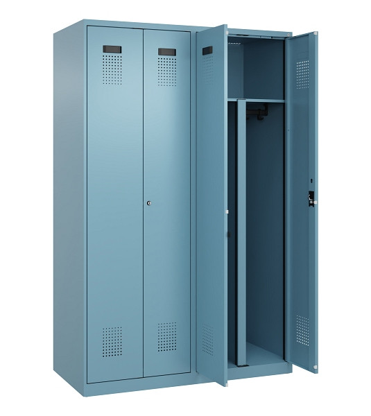 C+P PSA Schwarz-Weiß-Spind Evolo PLUS, 4 Abteile, 1850x1200x500mm, 0010/0010, Zylinderschloss, 049002-40P S10048
