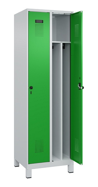 C+P Spind Evolo PLUS, mit Füßen, 2 Abteile, 1950x600x500mm, 7035/6037, Verschluss Drehriegel, 049010-20F S10011
