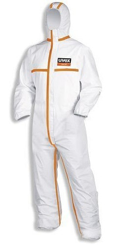 uvex Chemikalienschutz-Overall 4B, Kategorie III, Typ 4, weiß/orange, Gr. M, 210236