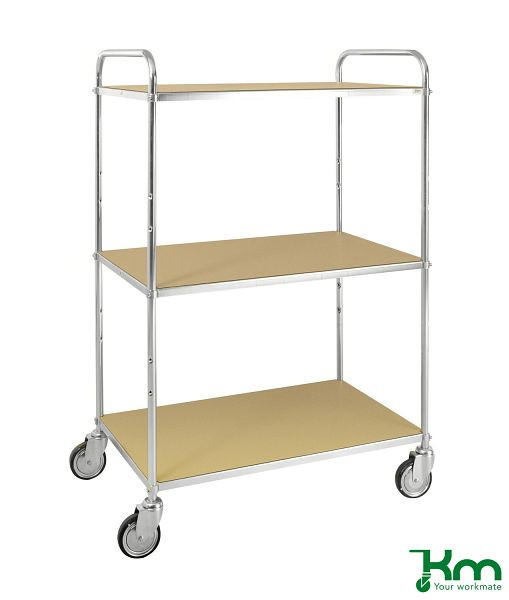 Kongamek ESD-Etagenwagen mit 3 Böden, 4 Lenkrollen, 2 davon mit Bremsen, KM4123-ESDB