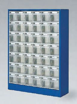 Gruber Systeme Magazinschrank mit Klarsichtmagazinen 42x Größe B, B665xT250xH910mm, lichtgrau, KWE 08006-66