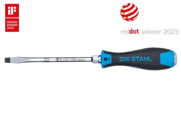 SW-Stahl Schraubendreher, schlagfest, Schlitz, 8,0 x 150 mm, S2 Stahl, 32798SB