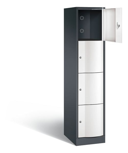 C+P Schließfachschrank Resisto, H1950xB396xT540mm, Farbe: Schwarzgrau / Verkehrsweiß, 8470-172 S10051