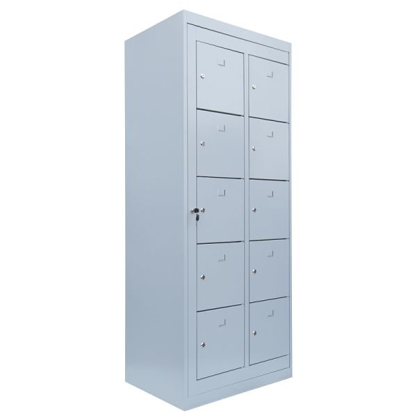 Lüllmann Verteilerschrank, 2 Abteile, 10 Fächer, 1800 x 740 x 500 mm, lichtgrau, 526250