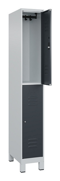 C+P Doppelstock-Spind Classic PLUS, Füße, 1 Abteil, 1950x300x500mm, 7035/7016, 080310-10 S10023