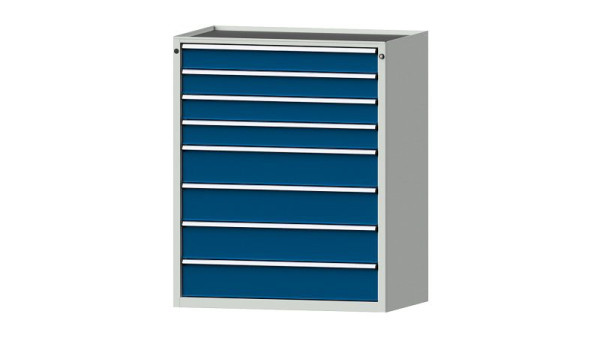 ANKE Werkbänke Schubladenschrank, Modell 4008 V, 1060 x 675 x 1280 mm, RAL 7035/5010, Wanne, 611.514