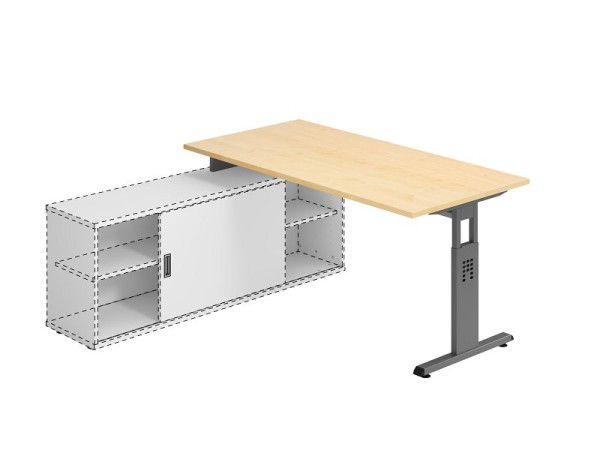 Hammerbacher Anbauschreibtisch T-Fuß 160x80cm Ahorn/Graphit, VOSE16/3/G